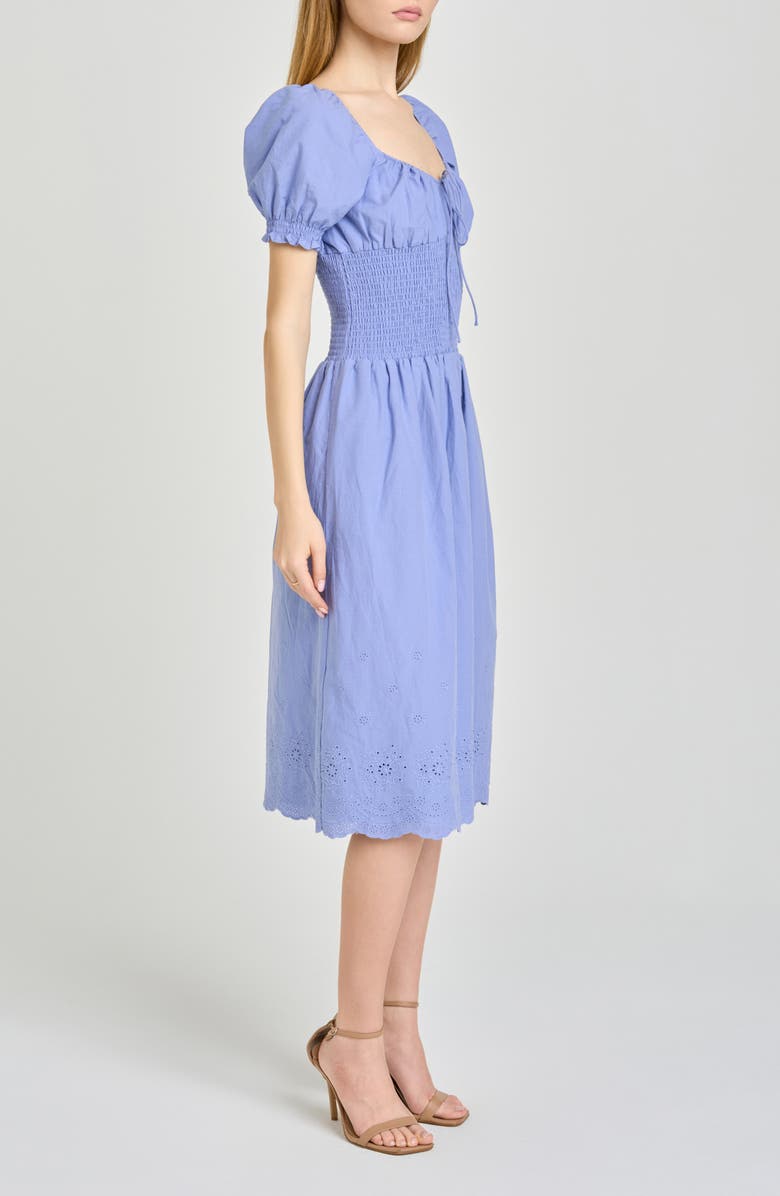 WAYF x Hannah Lovey Porter Dahlia Eyelet Detail Cotton Dress, Alternate, color, 