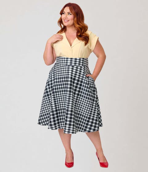 Plus Size Retro Style High Waist Vivien Swing Skirt
