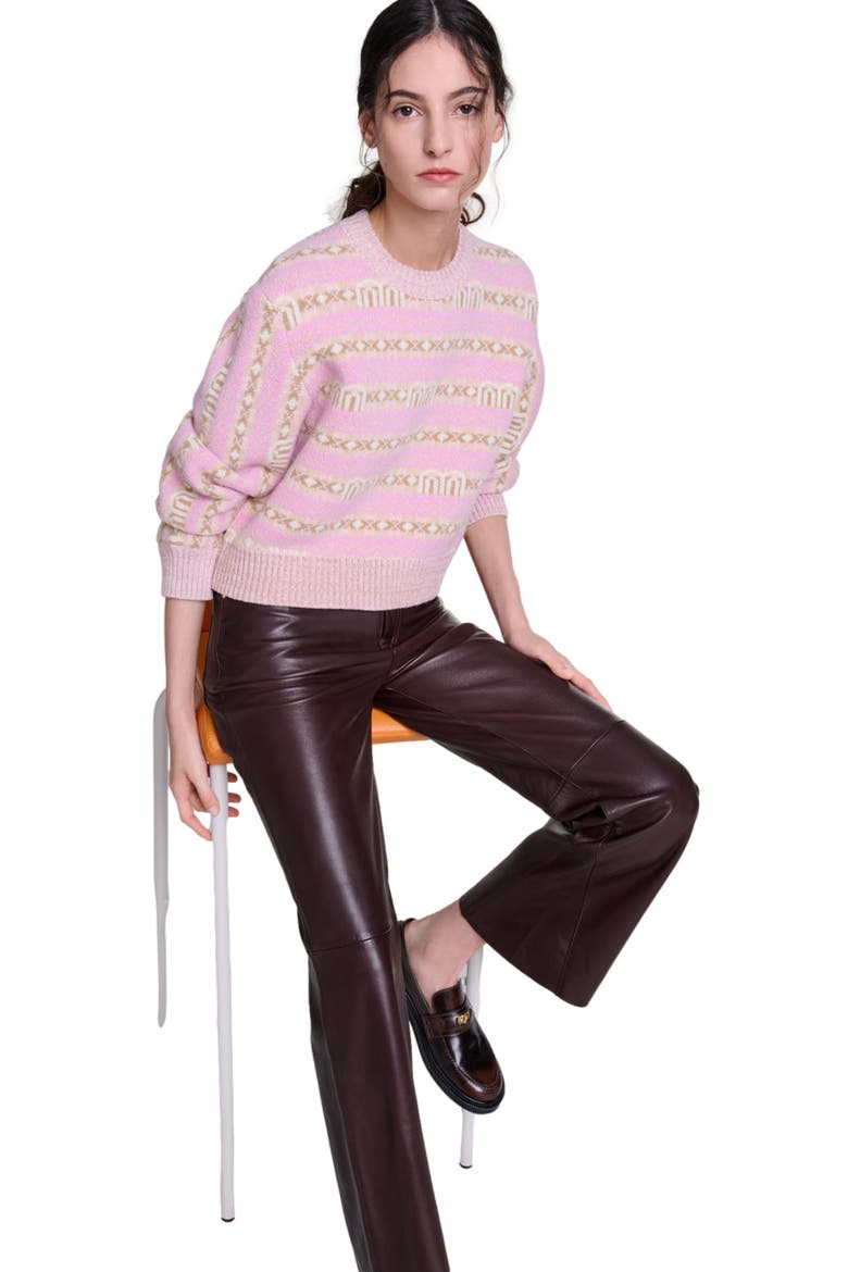 Leather trousers, Alternate, color, Brown