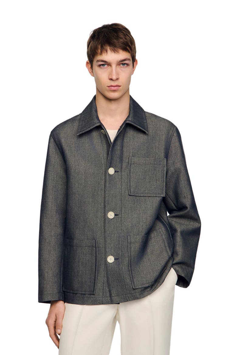 Denim-effect worker jacket, Alternate, color, Denim