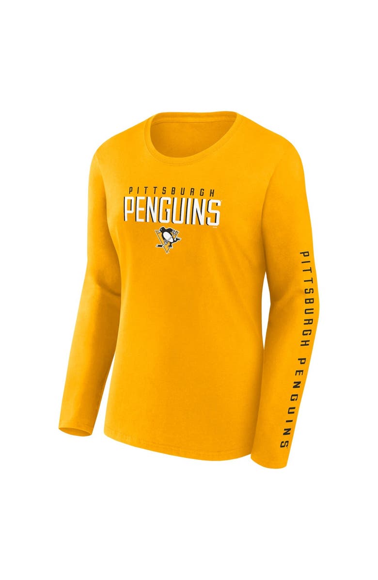 FANATICS Women's Fanatics Branded Black/Gold Pittsburgh Penguins Long and Short Sleeve Two-Pack T-Shirt Set, Alternate, color,