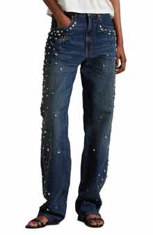 Polo Ralph Lauren Rhinestone Embellished High Waist Relaxed Straight Leg Jeans
