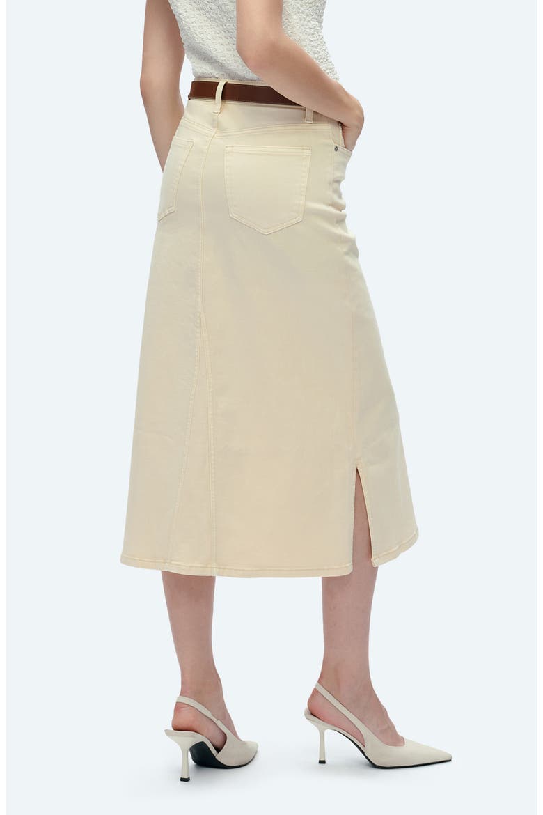Lila Slit Hem Denim Midi Skirt, Alternate, color, BEIGE