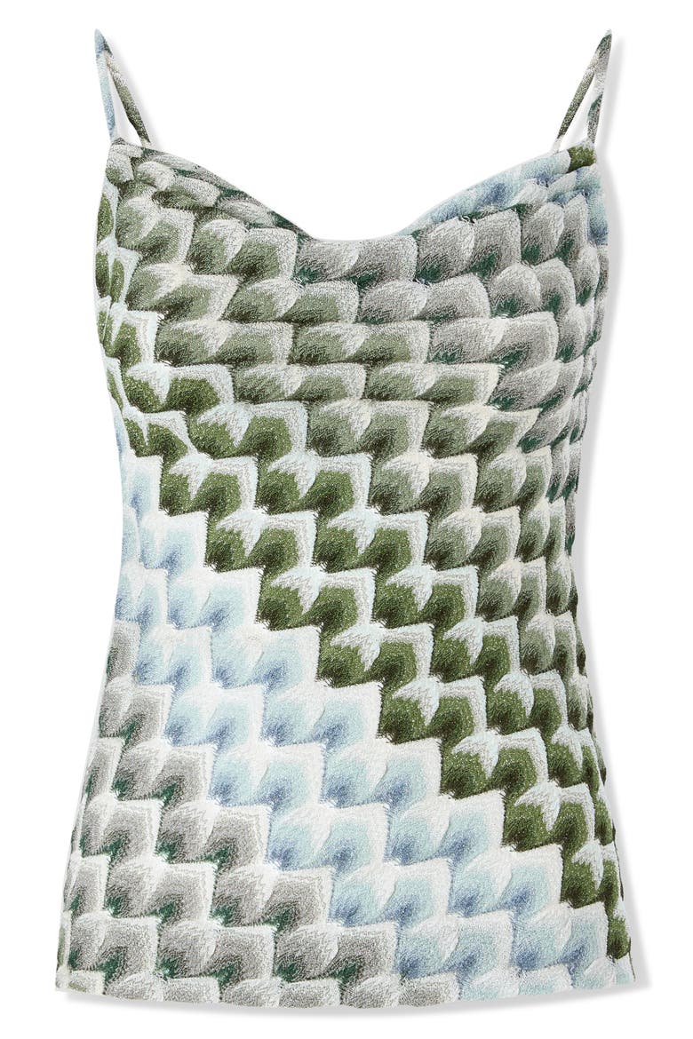 Metallic Lace Cowl Neck Camisole, Alternate, color, GREEN/ LIGHT BLUE/ WHITE BASE
