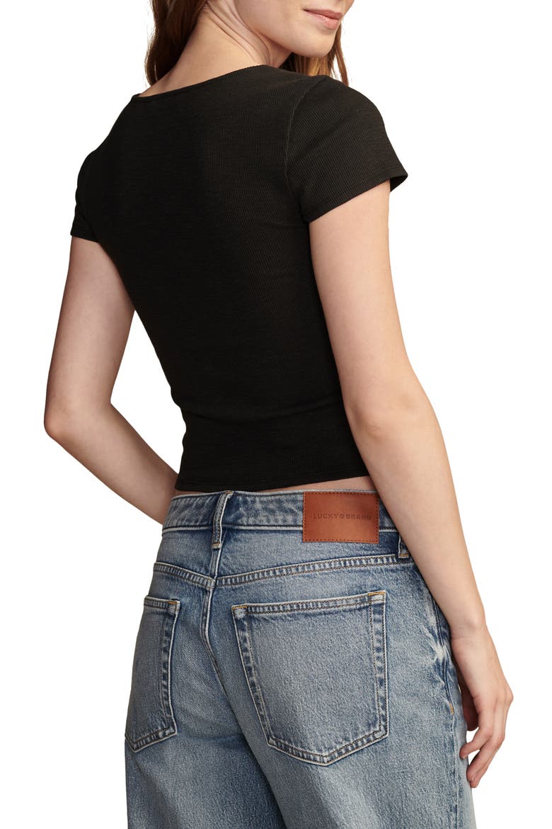Rib Crop T-Shirt, Alternate, color, JET BLACK