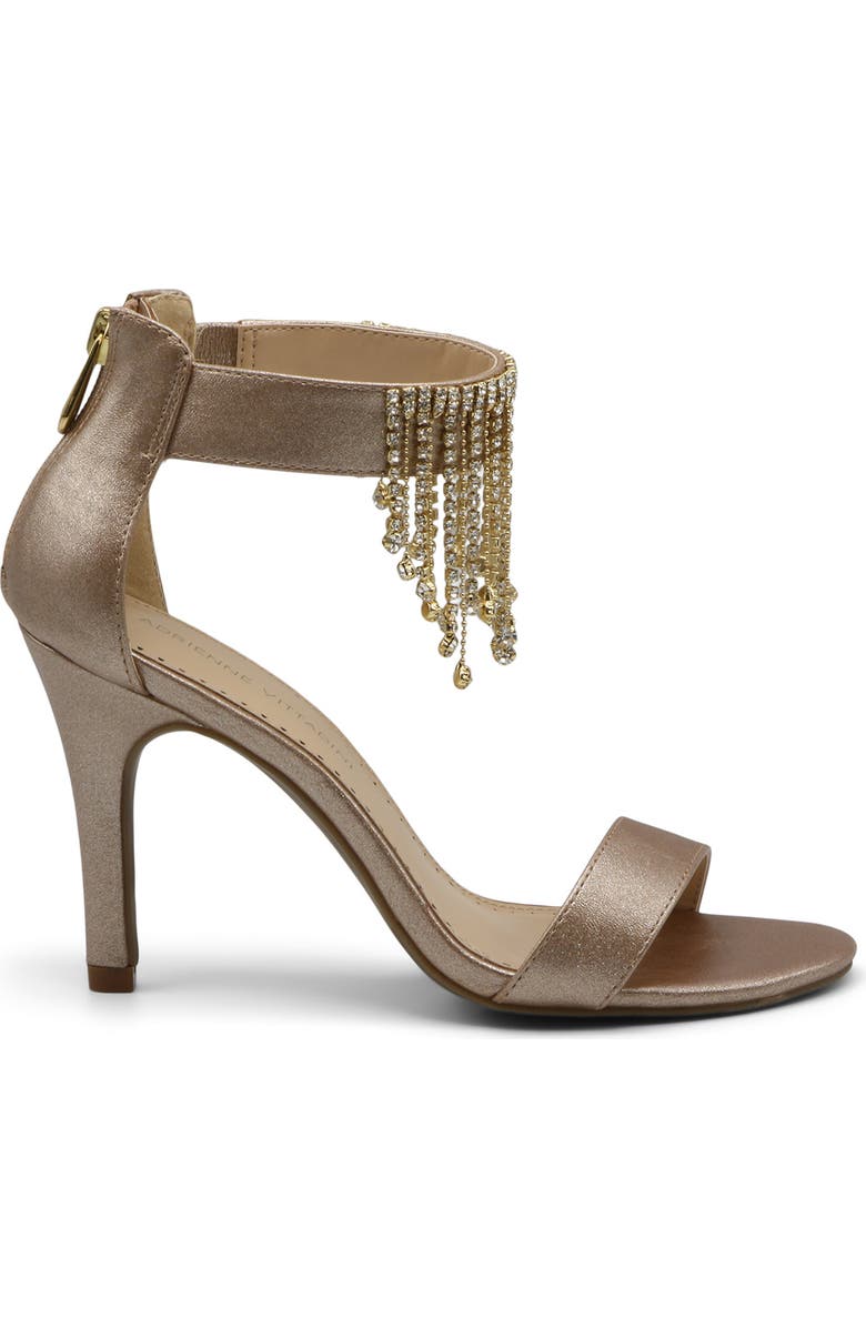 Adrienne Vittadini Gala Metallic Crystal Fringe Stiletto Sandal, Alternate, color,