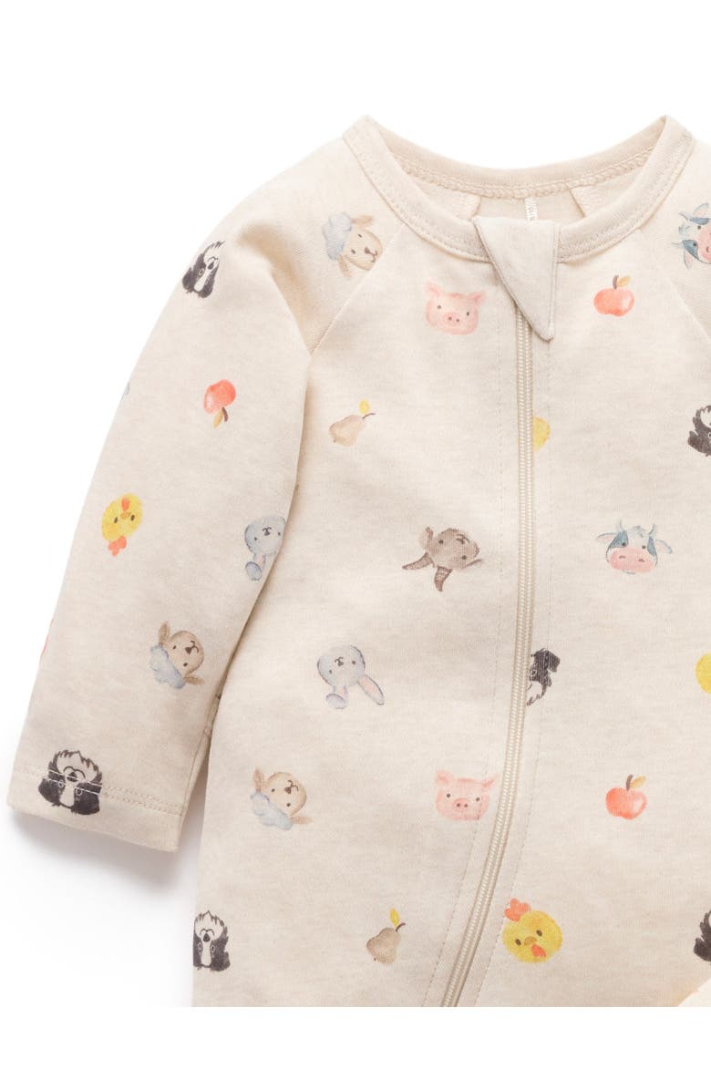 Purebaby 2 Pack Printed Zip Footie, Alternate, color, Farm Animals Print