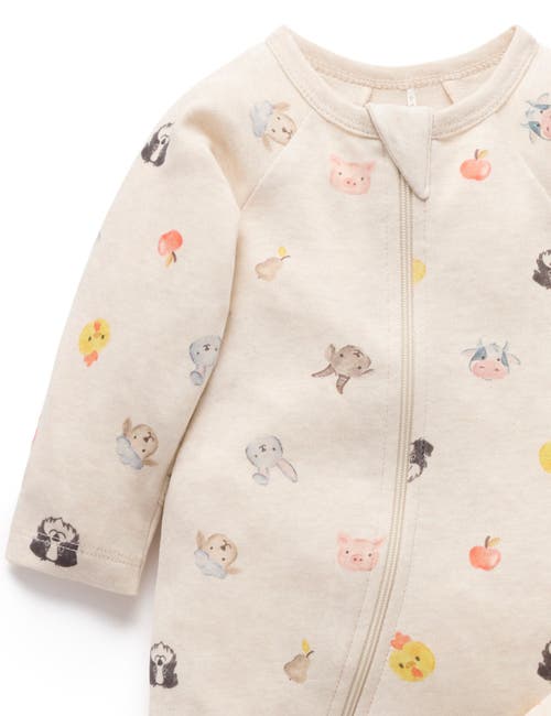 Purebaby 2 Pack Printed Zip Footie In Neutral