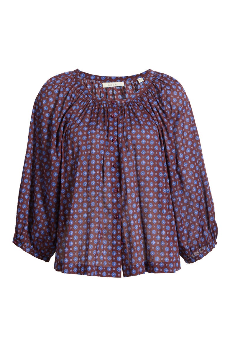 Jiana Print Organic Cotton Top, Alternate, color, MENORCA FOULARD