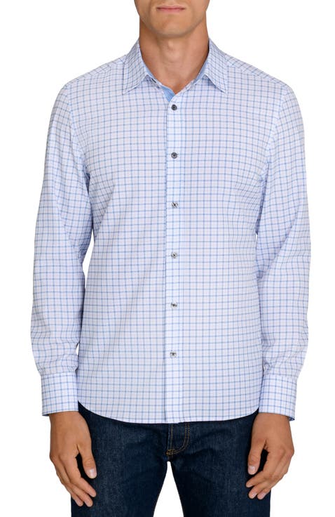 Slim Fit Seaside Grid Performance Stretch Long Sleeve Shirt