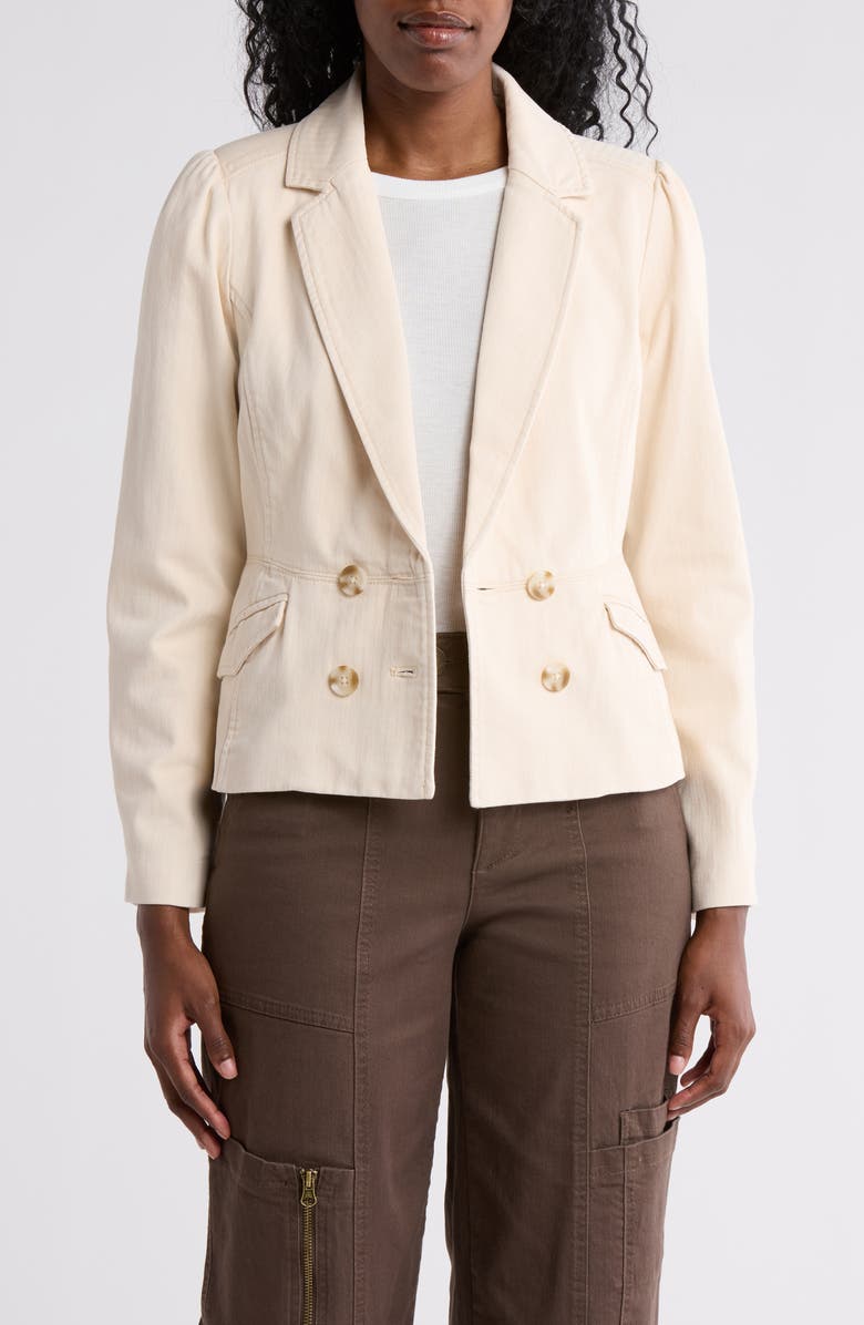 Democracy Herringbone Blazer, Main, color, Ecru