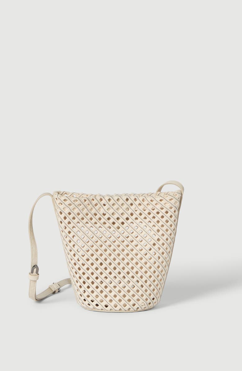 Brunello Cucinelli Net sartorial small bucket bag, Alternate, color, Ivory