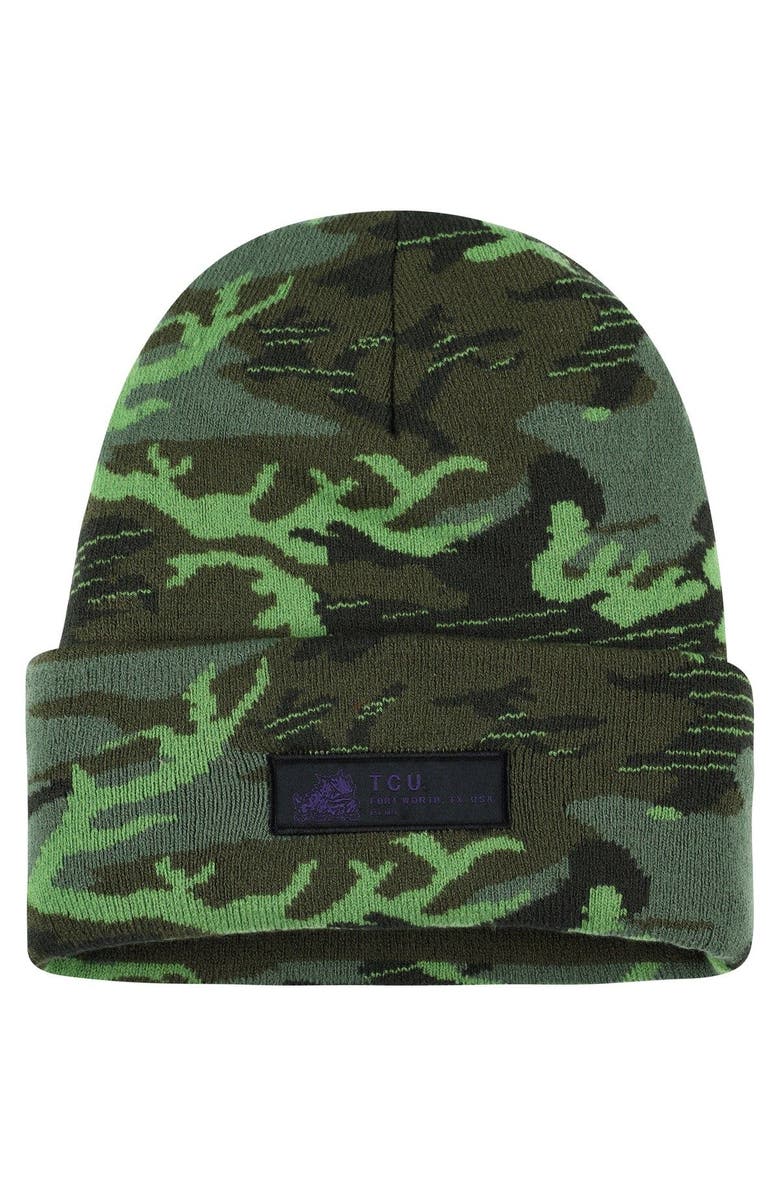 Nike Men's Nike Camo TCU Horned Frogs Veterans Day Cuffed Knit Hat, Main, color, Camo