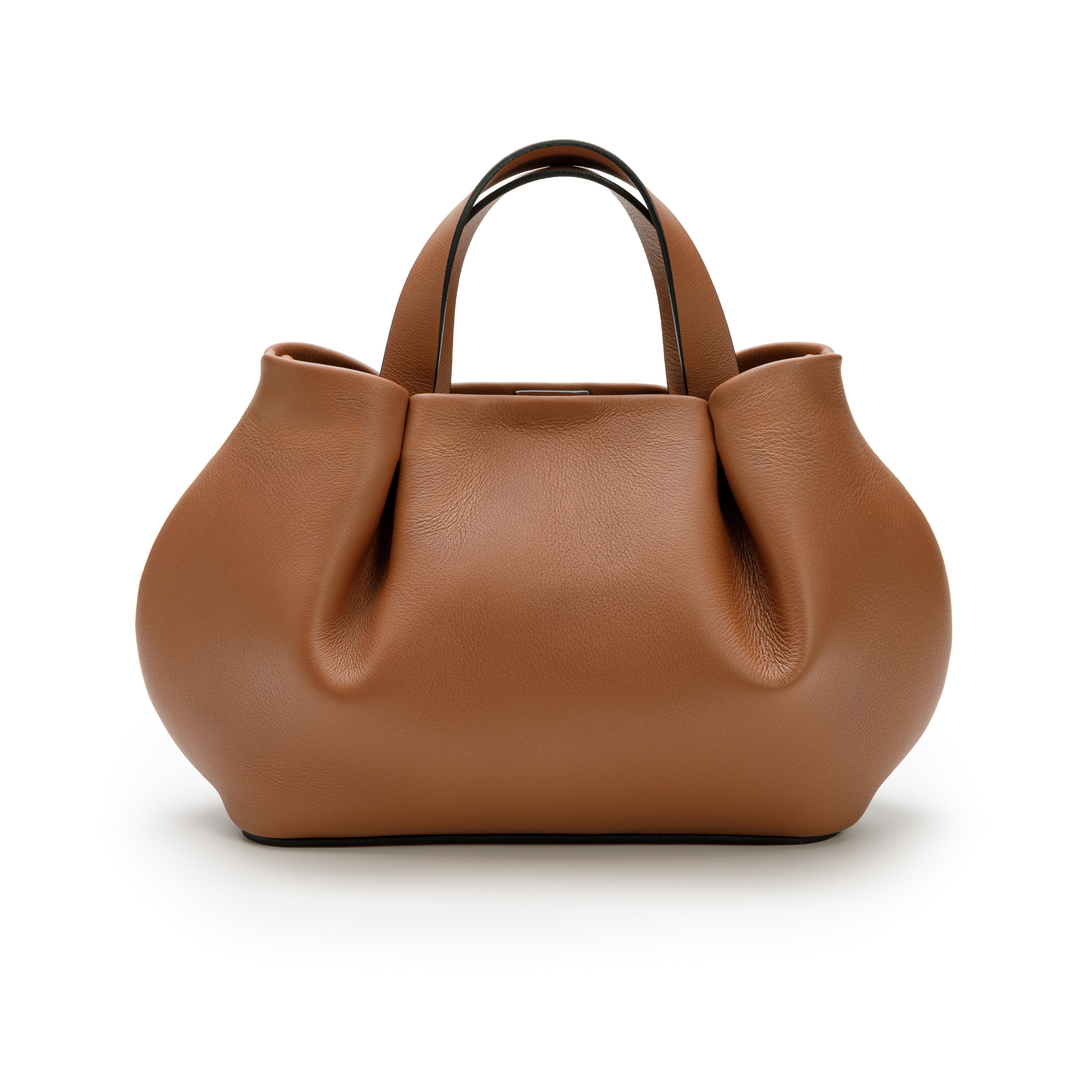 LA PORTEGNA Isabela Shoulder Bag Sculpted From Full Grain Leather, Alternate, color, Brown