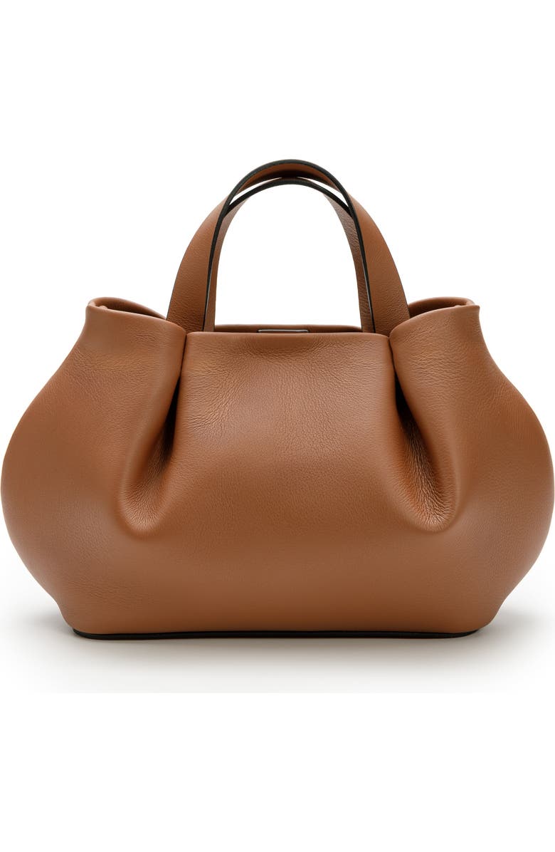 LA PORTEGNA Isabela Shoulder Bag Sculpted From Full Grain Leather, Alternate, color, Brown