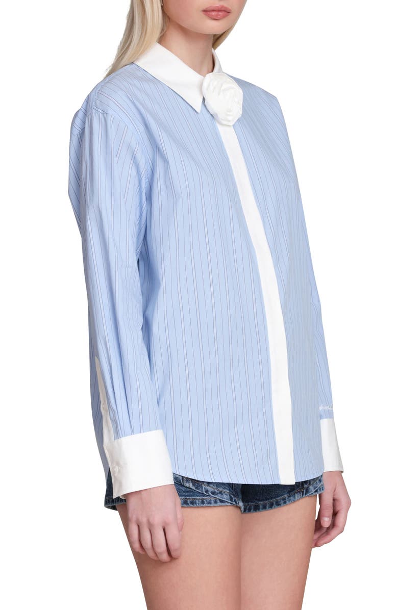 Avec Les Filles Rose Stripe Shirt, Alternate, color, Blue-White Stripe Multi