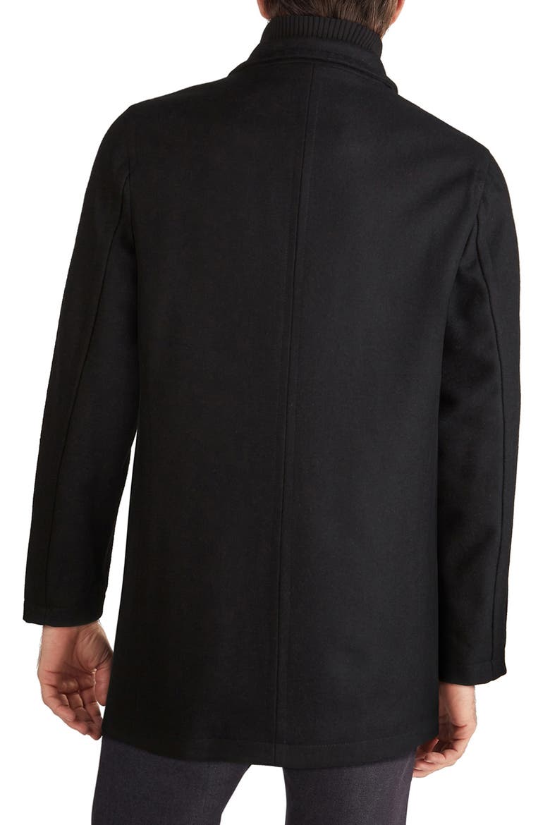 Signature Melton Wool Blend Topcoat, Alternate, color, BLACK