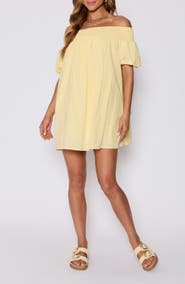 VICI Collection Lydia Smocked Off the Shoulder Cotton Minidress