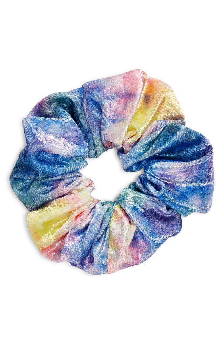 BP. Oversize Tie Dye Velvet Scrunchie, Main, color, 