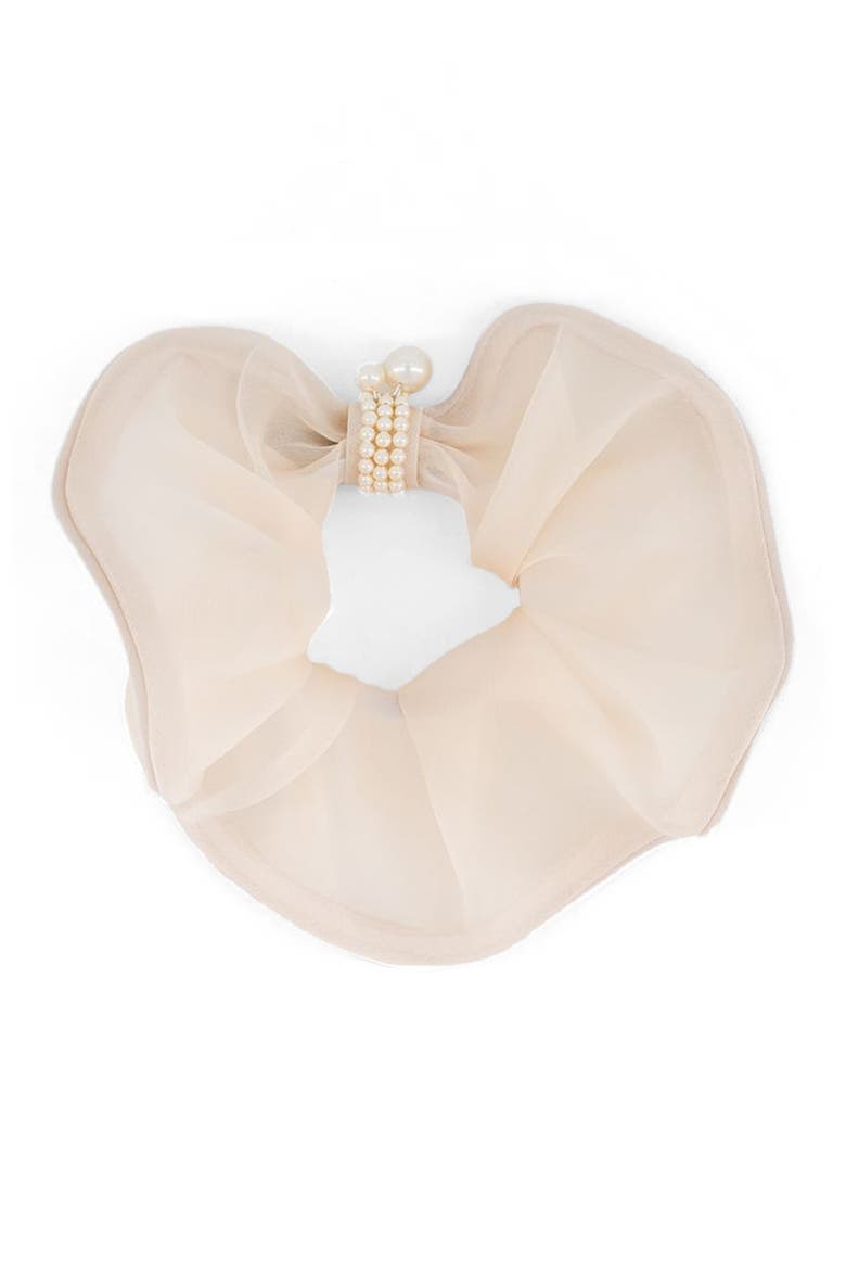 Organza silk scrunchie, Main, color, beige