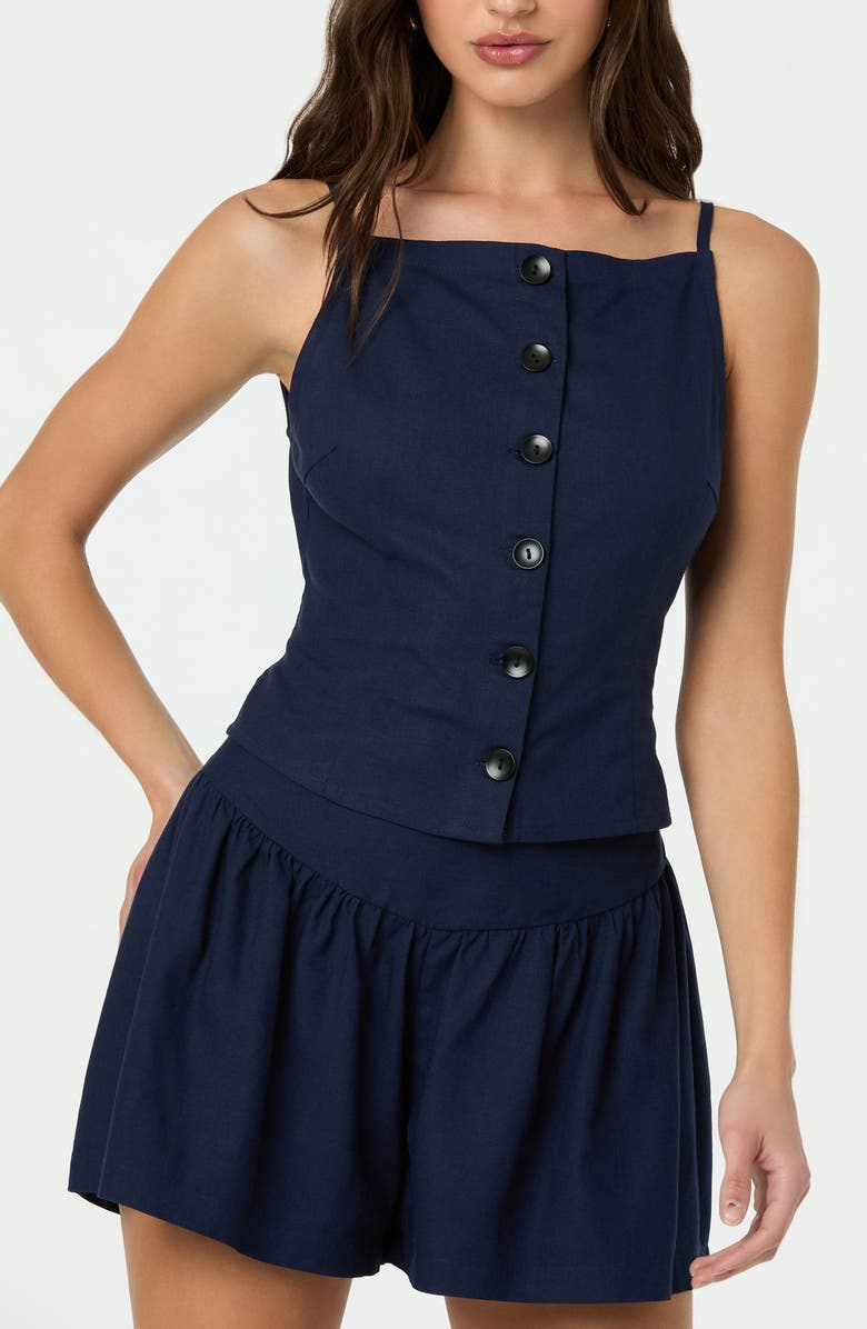 ASTR the Label Boat Neck Button-Up Camisole, Alternate, color, Navy