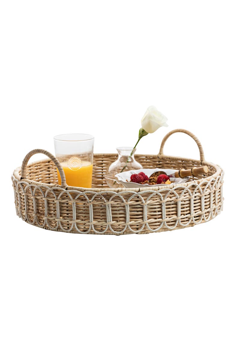 Provence Round Rattan Serving Tray, Alternate, color, WHITEWASH