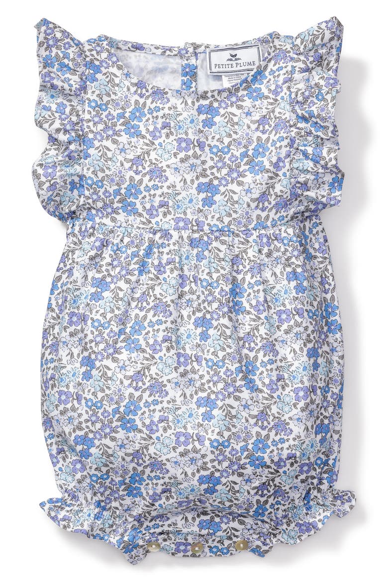 Fleur D'Azur Ruffled Romper, Main, color, BLUE