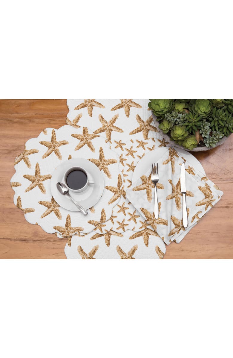 C&F Home Sandbridge Stars Round Placemats Set of 6, 17", Alternate, color, White