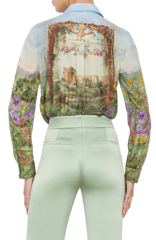 Alice And Olivia Eloise Button Down Blouse In Dusk To Dawn