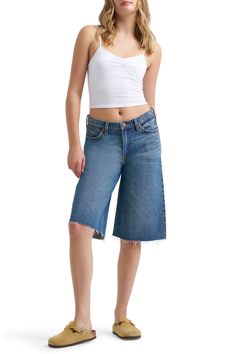 Jorts Raw Hem Low Rise Denim Shorts, Alternate, color, STORMY DUST