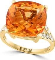 EFFY 14K Yellow Gold Diamond & Citrine Cushion-Cut Ring