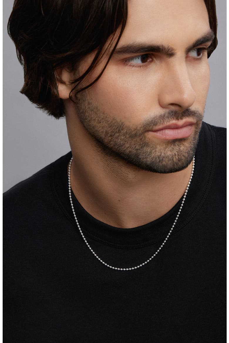 Men's Signature Caviar Sterling Silver Beaded Ball Chain Necklace, Alternate, color, SILVER