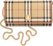 Burberry Hannah Check Coated Canvas Wallet on a Chain