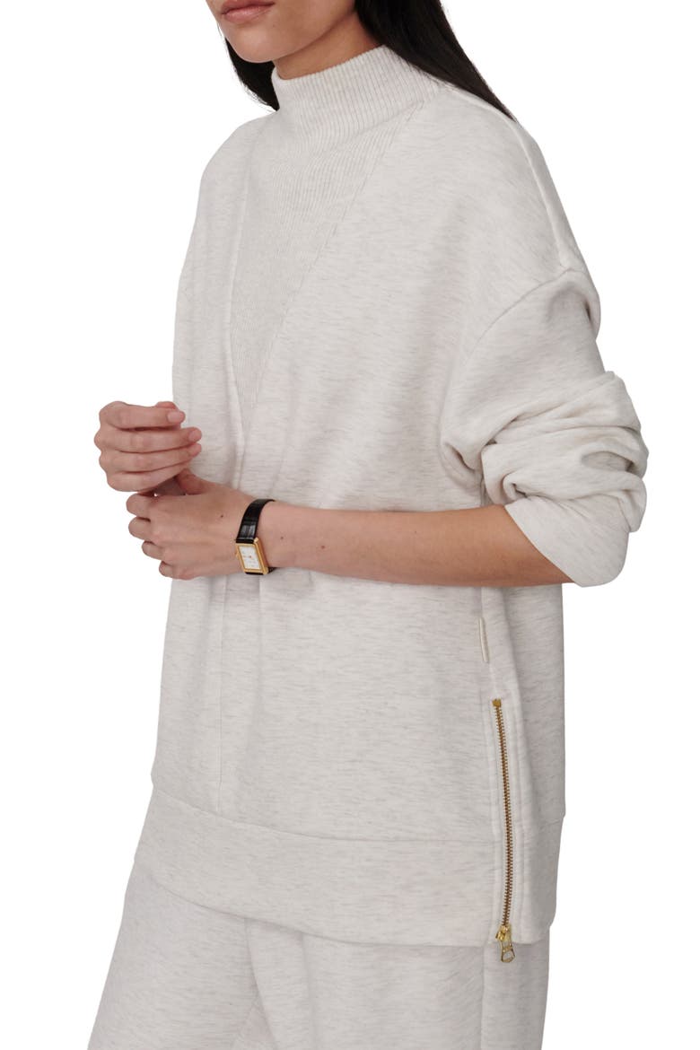 Novi Longline Mock Neck Sweatshirt, Alternate, color, IVORY MARL