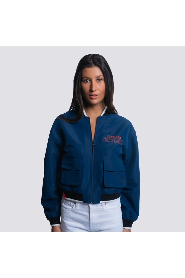 Women's Lusso  Navy Houston Astros Paisley Cropped Full-Zip Jacket, Alternate, color, Navy