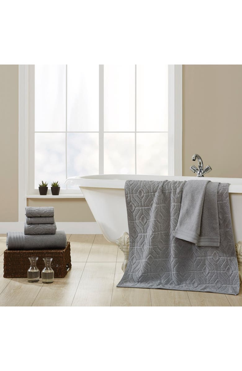 Modern Threads Yarn Dyed Diamond Gate 6-Towel Set - Charcoal, Main, color, Charcoal