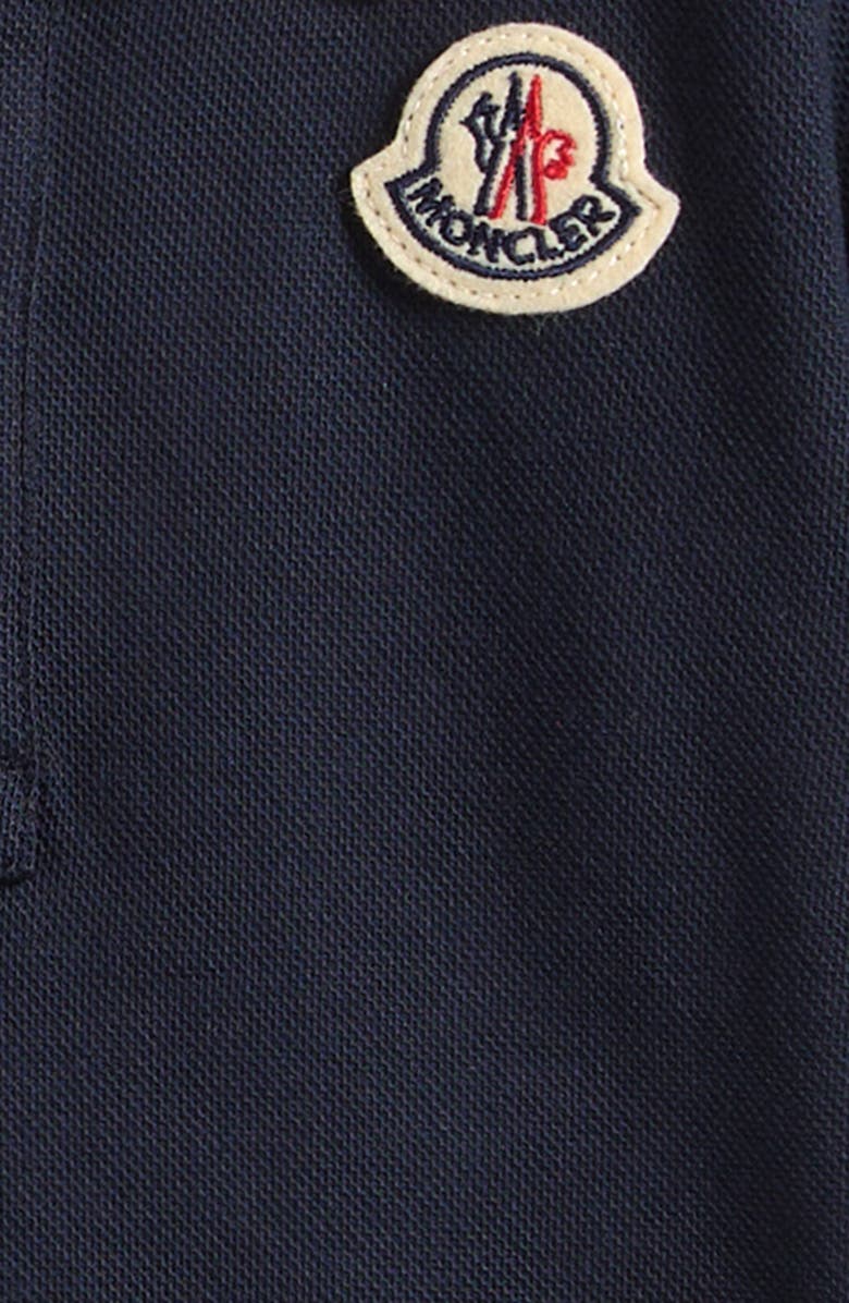 Moncler Kids' Tipped Logo Patch Stretch Cotton Piqué Polo, Alternate, color, Navy Blue
