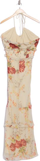 Halter Ruffle Maxi Dress