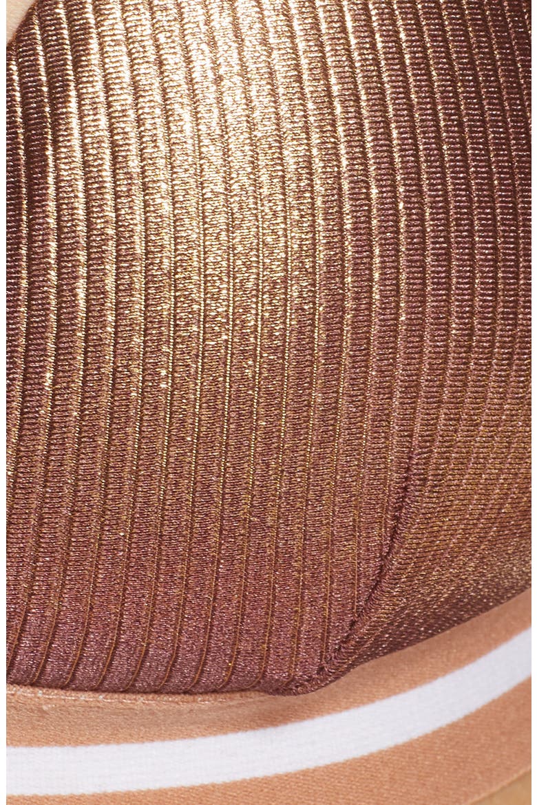 Metallic Ribbed Triangle Bikini Top, Alternate, color, BRONZE
