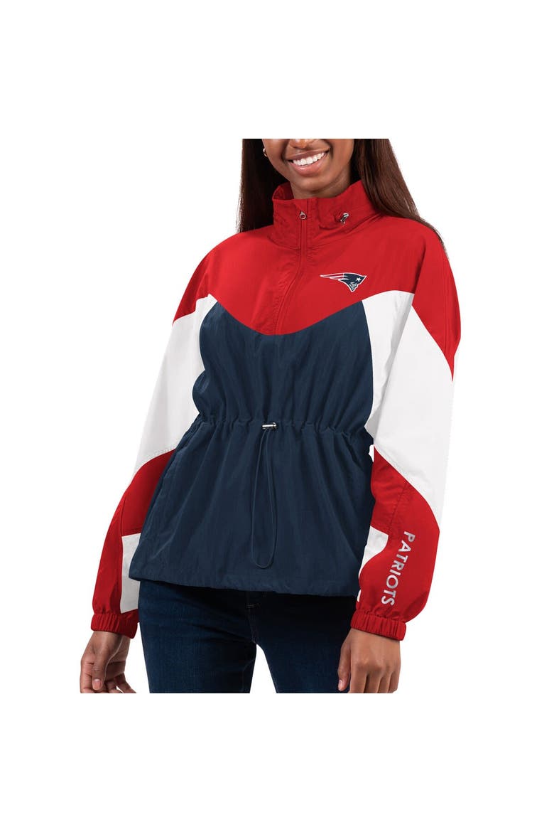 Women's G-III 4Her by Carl Banks Navy/Red New England Patriots Tie Breaker Lightweight Quarter-Zip Jacket, Main, color, Navy