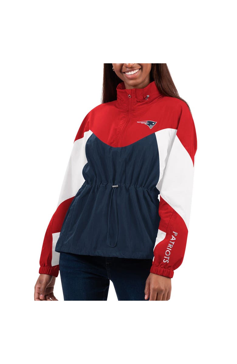 G-III 4HER BY CARL BANKS Women's G-III 4Her by Carl Banks Navy/Red New England Patriots Tie Breaker Lightweight Quarter-Zip Jacket, Main, color, 