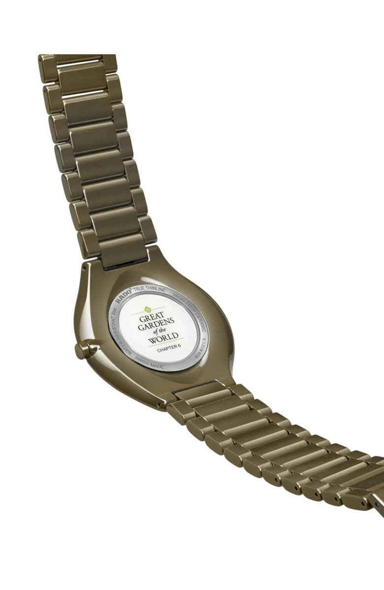 RADO True Thinline x Great Gardens of the World Ceramic Bracelet Watch, 39mm, Alternate, color, 
