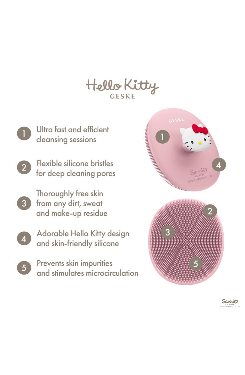 GESKE Hello Kitty SmartAppGuided Facial Brush with Handle | 3 in 1, Alternate, color, Hello Kitty Pink
