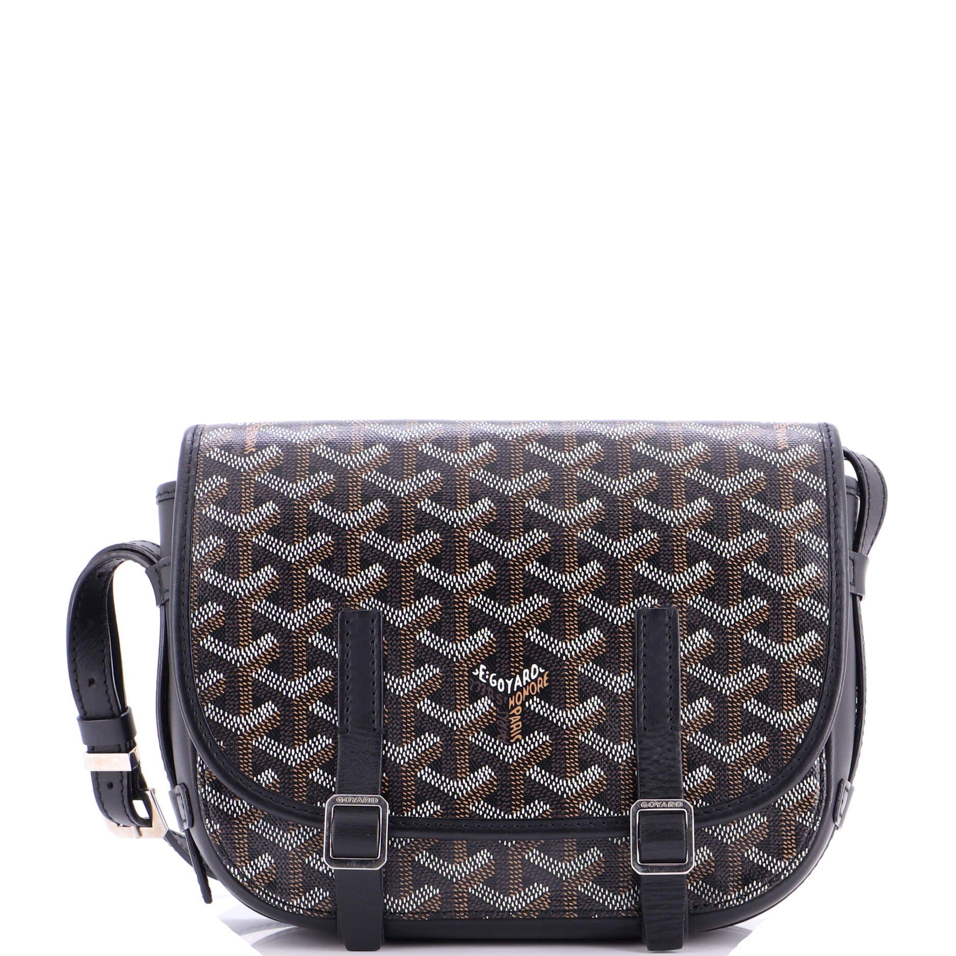 Pre-Owned Goyard Belvedere Messenger Bag Coated Canvas PM, Main, color, Black