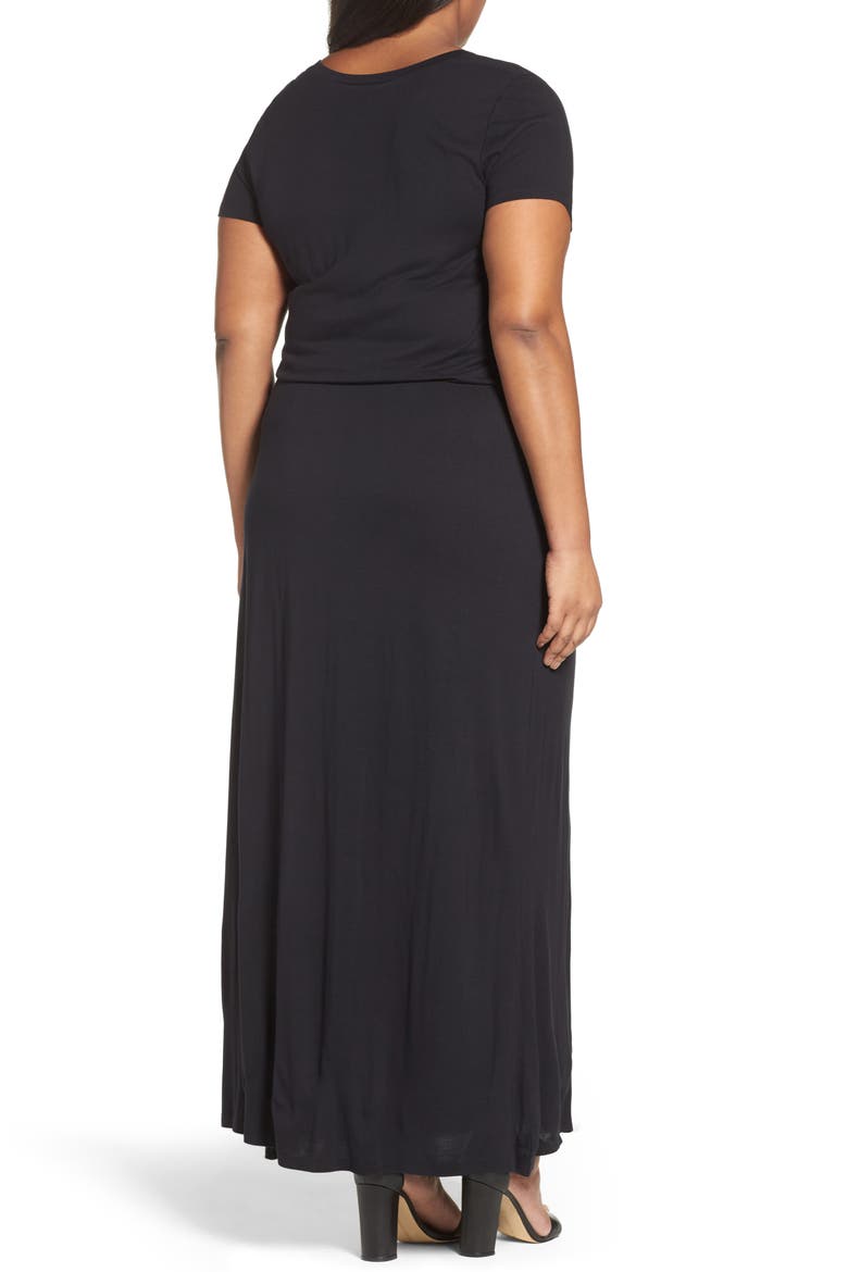 Knit Drawstring Waist Maxi Dress, Main, color, BLACK