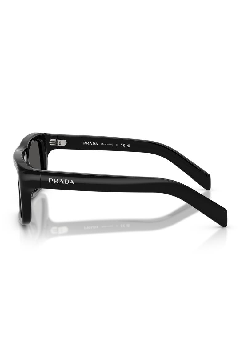 56mm Rectangular Sunglasses, Alternate, color, BLACK / DARK GREY