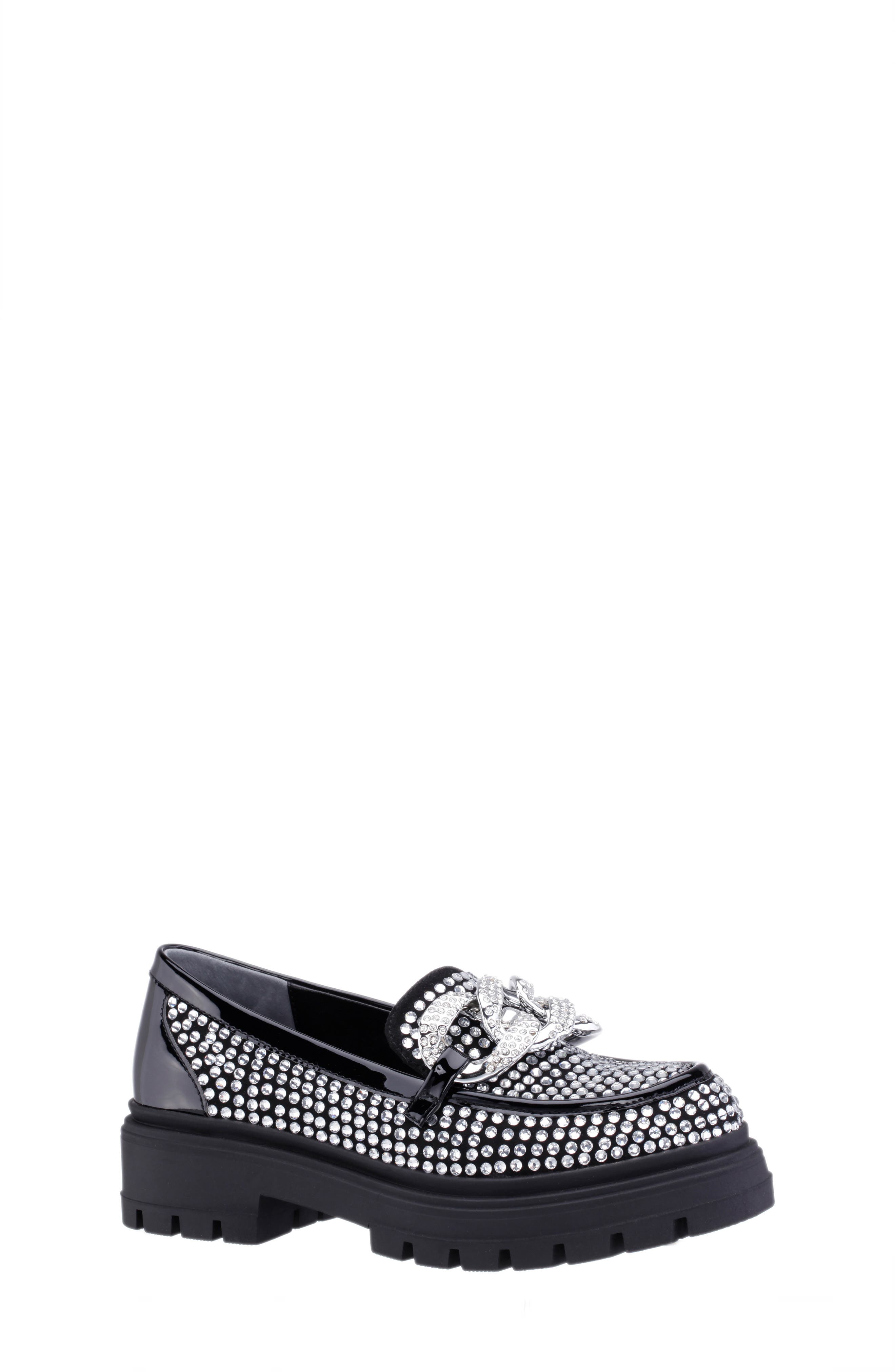 Nina Kids' Halina Crystal Embellished Chain Loafer