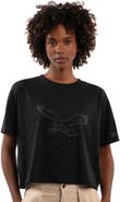 STARTER Women's Starter Black Philadelphia Eagles Rhinestone Sprinkle Boxy Cropped T-Shirt