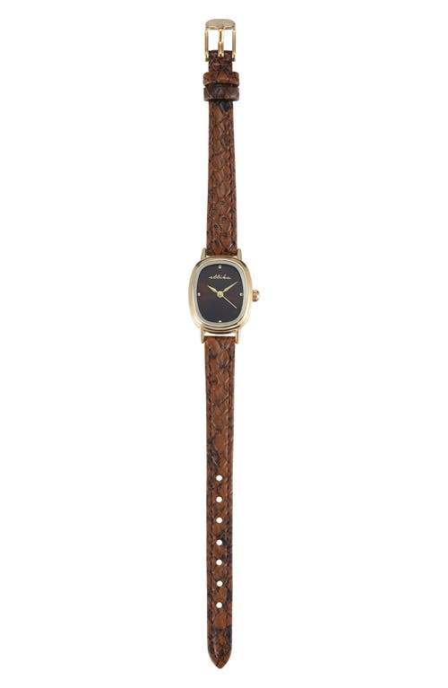 Ettika Square Case Leather Strap Watch In Brown
