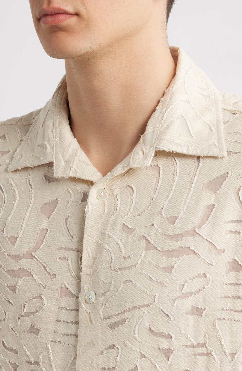 NN07 Freddy Fil Coupé Short Sleeve Button-Up Shirt, Alternate, color, Ivory